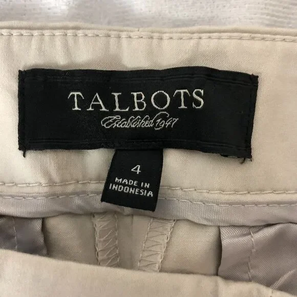 Talbots Pants Chino Womens Size 4 Stretch Khaki capris. C - Picture 3 of 7